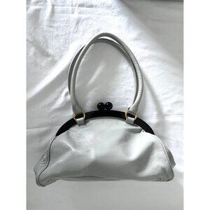 Hobo International Gray Patent Leather Handbag With Polka Dot Lining